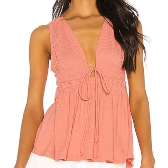 NWT Free People Beach Bound Pink Sand Plunge Tank Medium - Picture 2 of 11